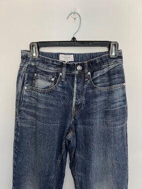 rag & bone faded indigo high-rise faux denim pull on pants, size small